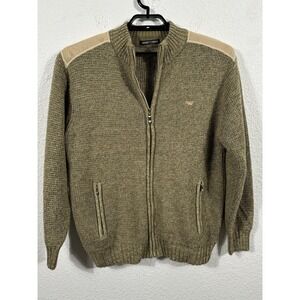 Emporio Armani Sweater Mens Large Olive Green Full Zip Knit Cotton Made Italy